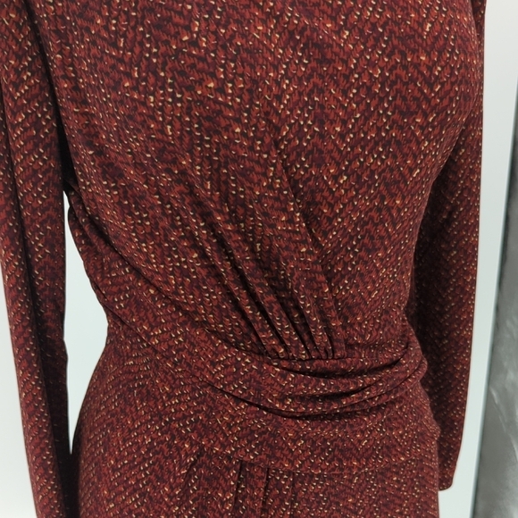 Talbots Printed Jersey Knit Dress Red S preppy Business casual classic stretch - Picture 4 of 7